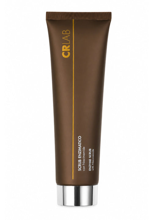 A brown squeeze tube of CRLab Enzymatic Scrub with a metallic silver cap, shown against a plain white background.